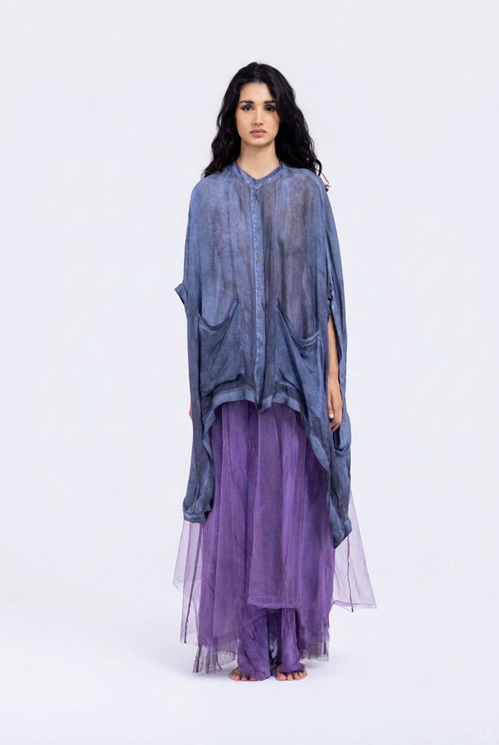 S519 - Poncho Kimono-Style Top