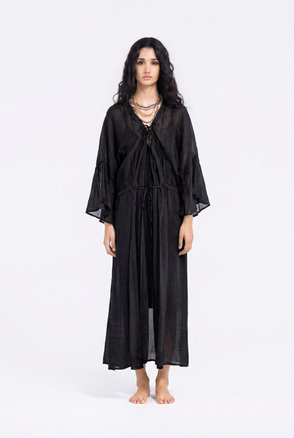 S534 - Drawstring Dress with Slip dress