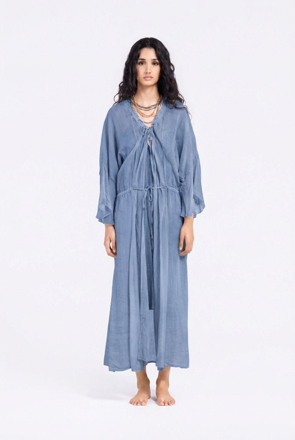 S534 - Drawstring Dress with Slip dress