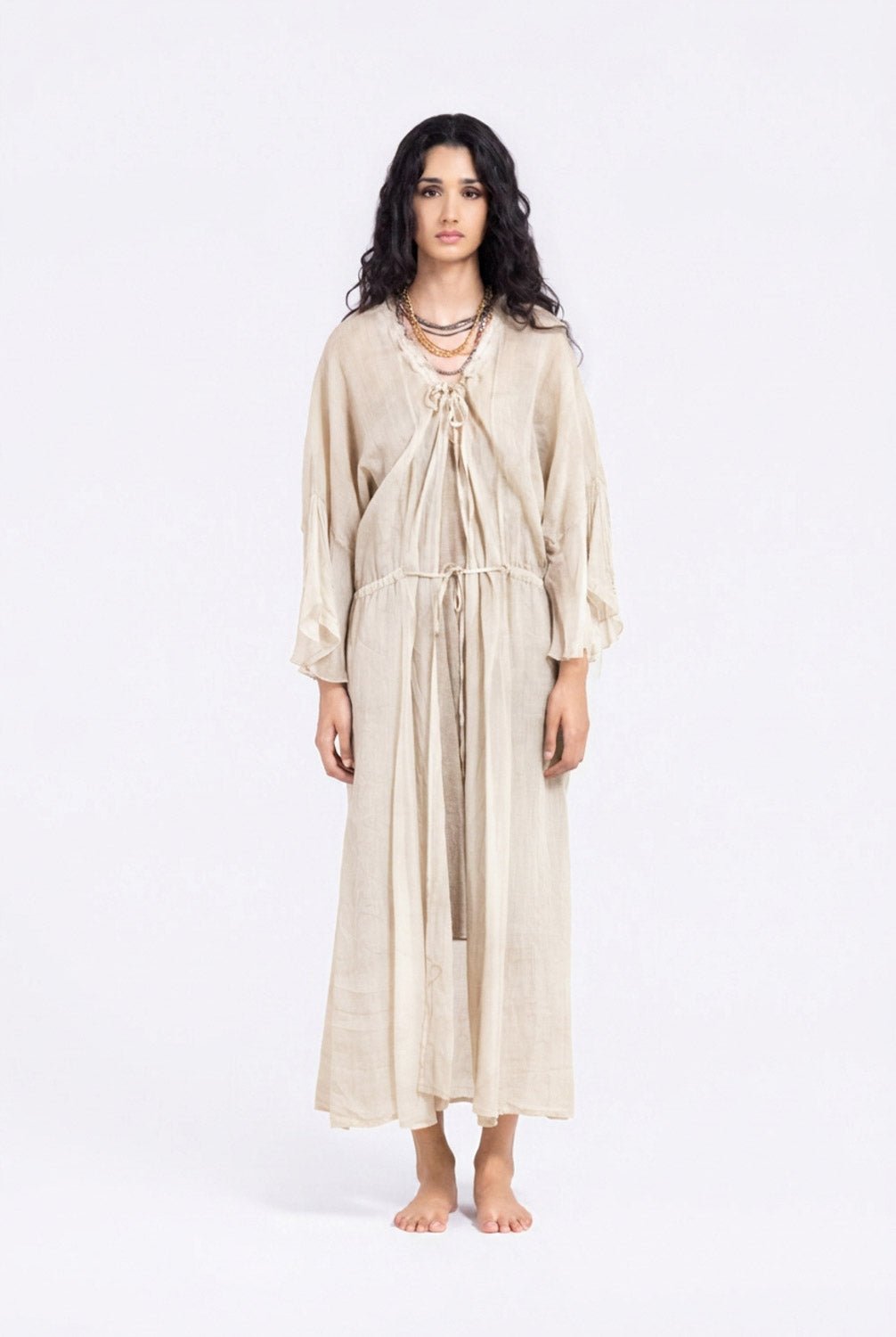 S534 - Drawstring Dress with Slip dress