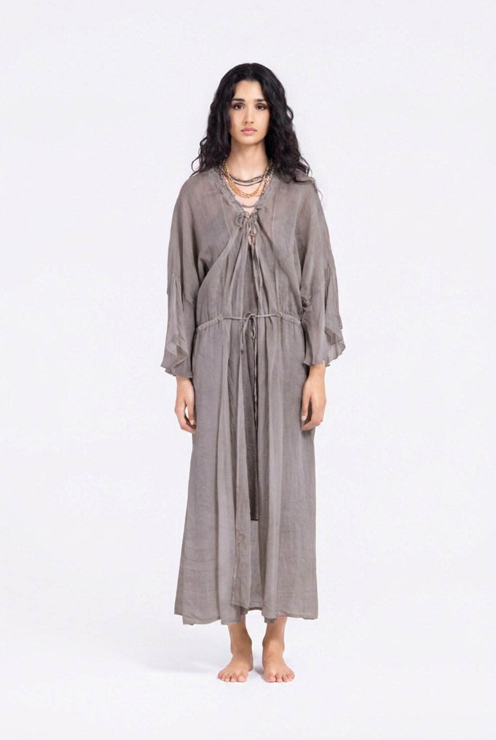 S534 - Drawstring Dress with Slip dress