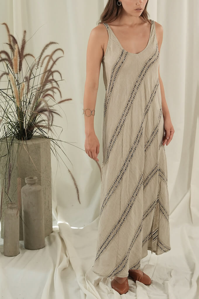 VESTITO TRAPEZIO - Posidonia Brown