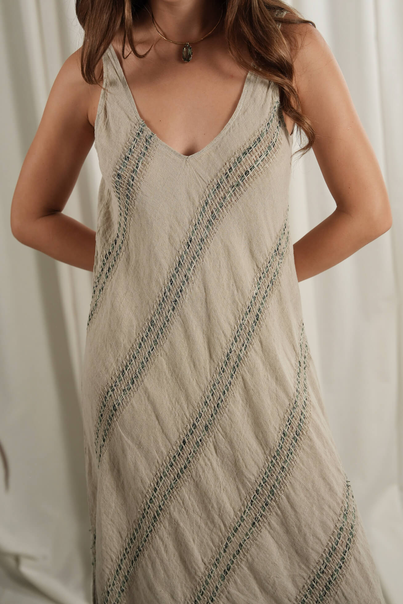 VESTITO TRAPEZIO - Posidonia Green